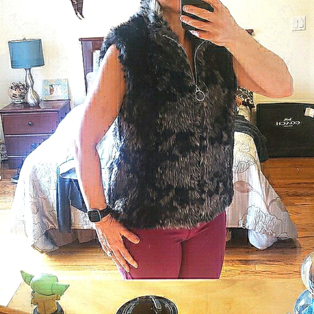 INC faux fur vest